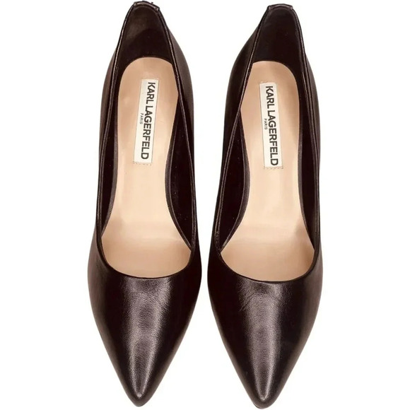 Karl Lagerfeld Paris Royale Smooth Leather Heeled Pumps - Picture 6 of 12